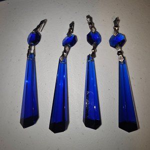 Eight vintage cobalt blue chandelier prisms